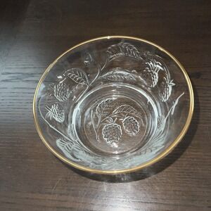 Vintage Arcoroc Glass Berry Bowl 4-7/8" w/ Gold Trim FRANCH